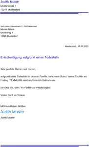 entschuldigung-wegen-todesfall-vorlage