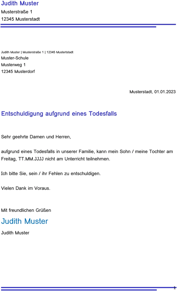 entschuldigung-wegen-todesfall-vorlage