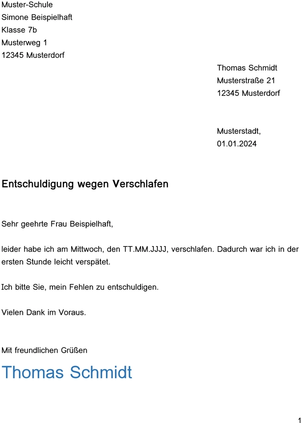entschuldigung-wegen-verschlafen-als-vorlage