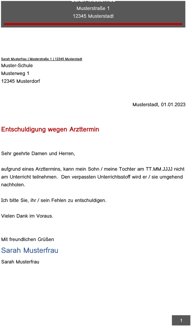 entschuldigungsschreiben-arzttermin-schule-verwenden