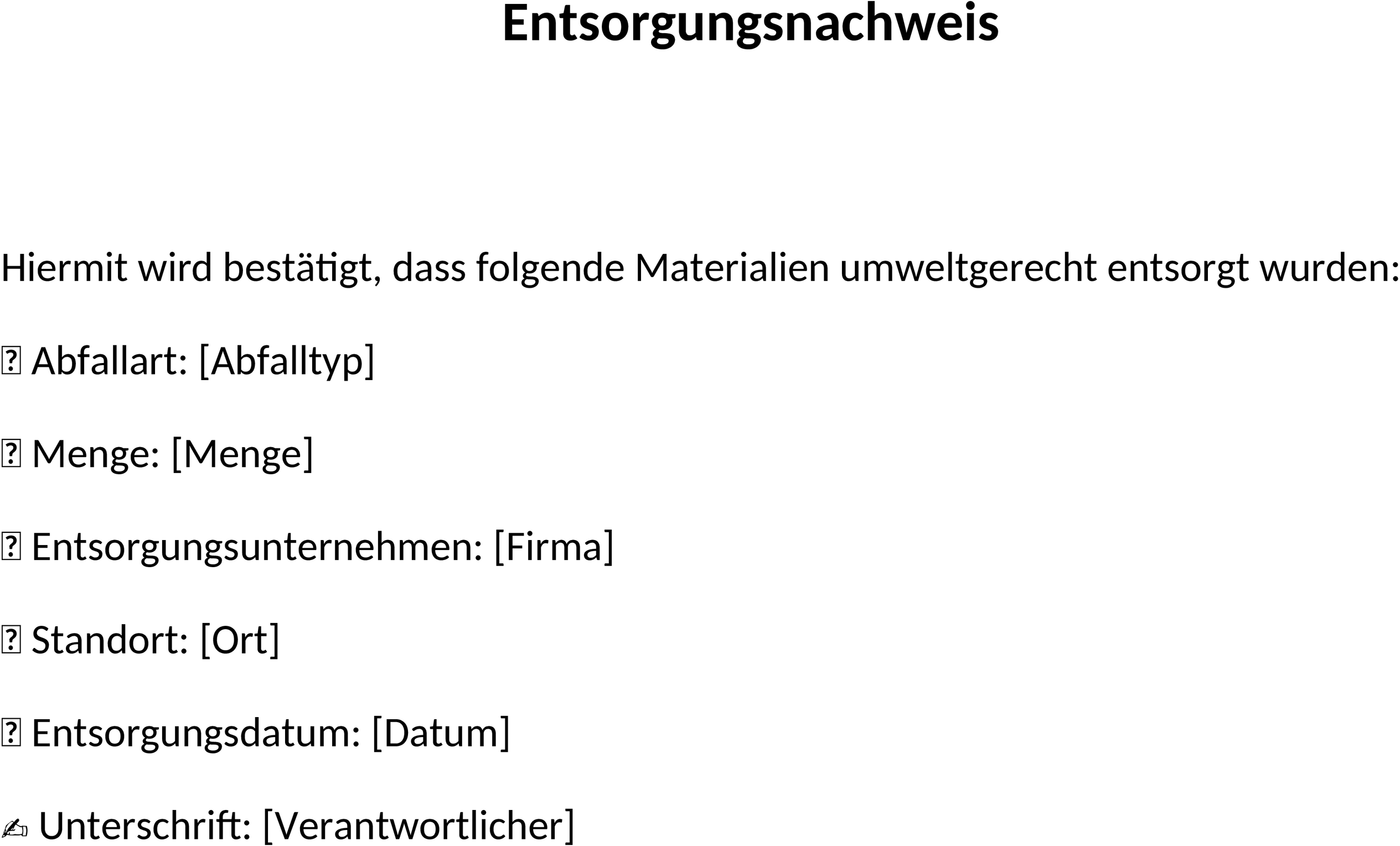 Word-Vorlage Entsorgungsnachweis