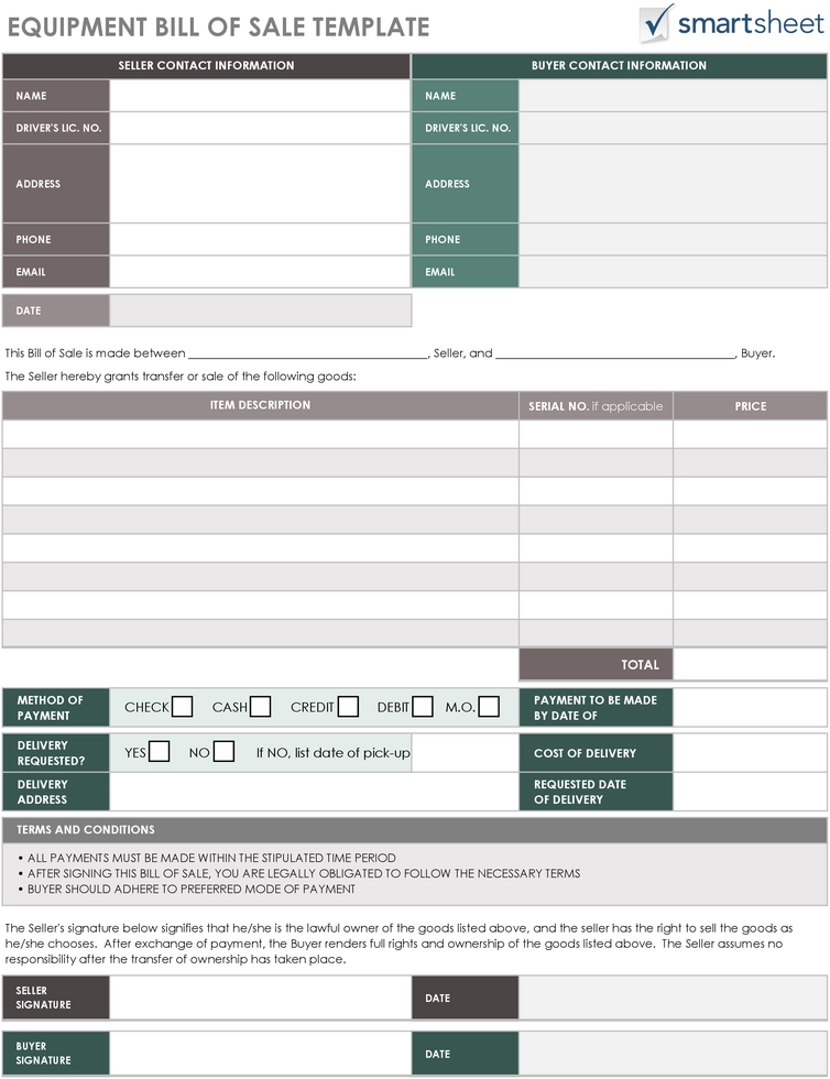 equipment-bill-of-sale-vorlage
