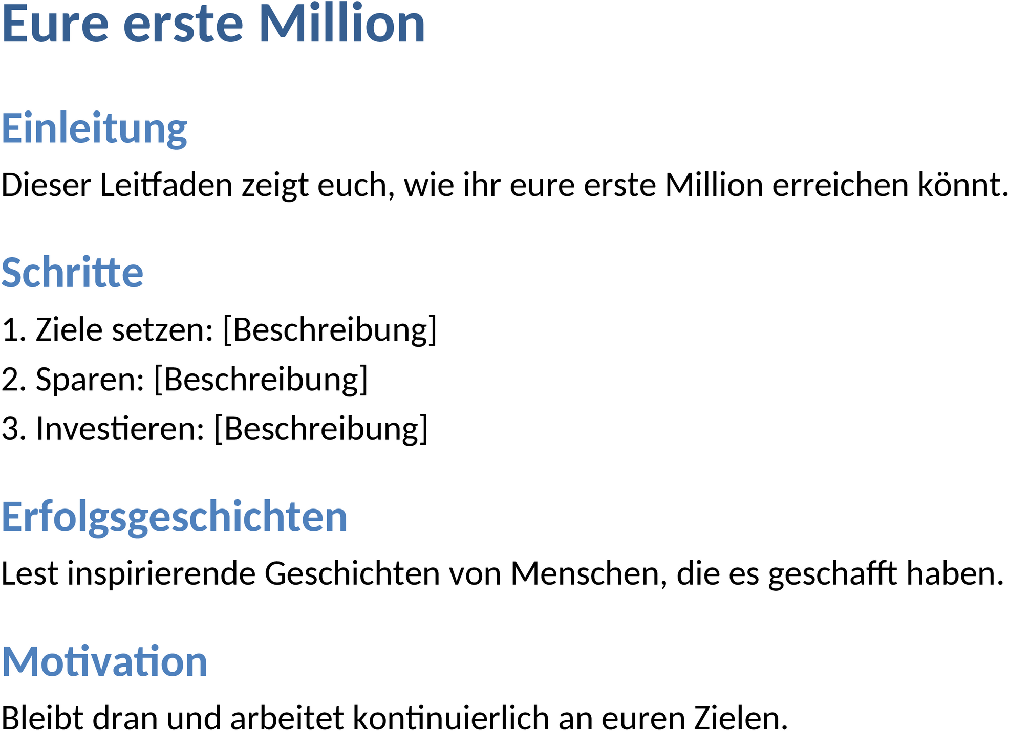 Word-Vorlage Erste Million
