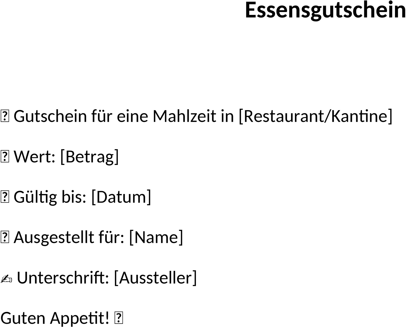 Essensgutschein - Word Vorlage