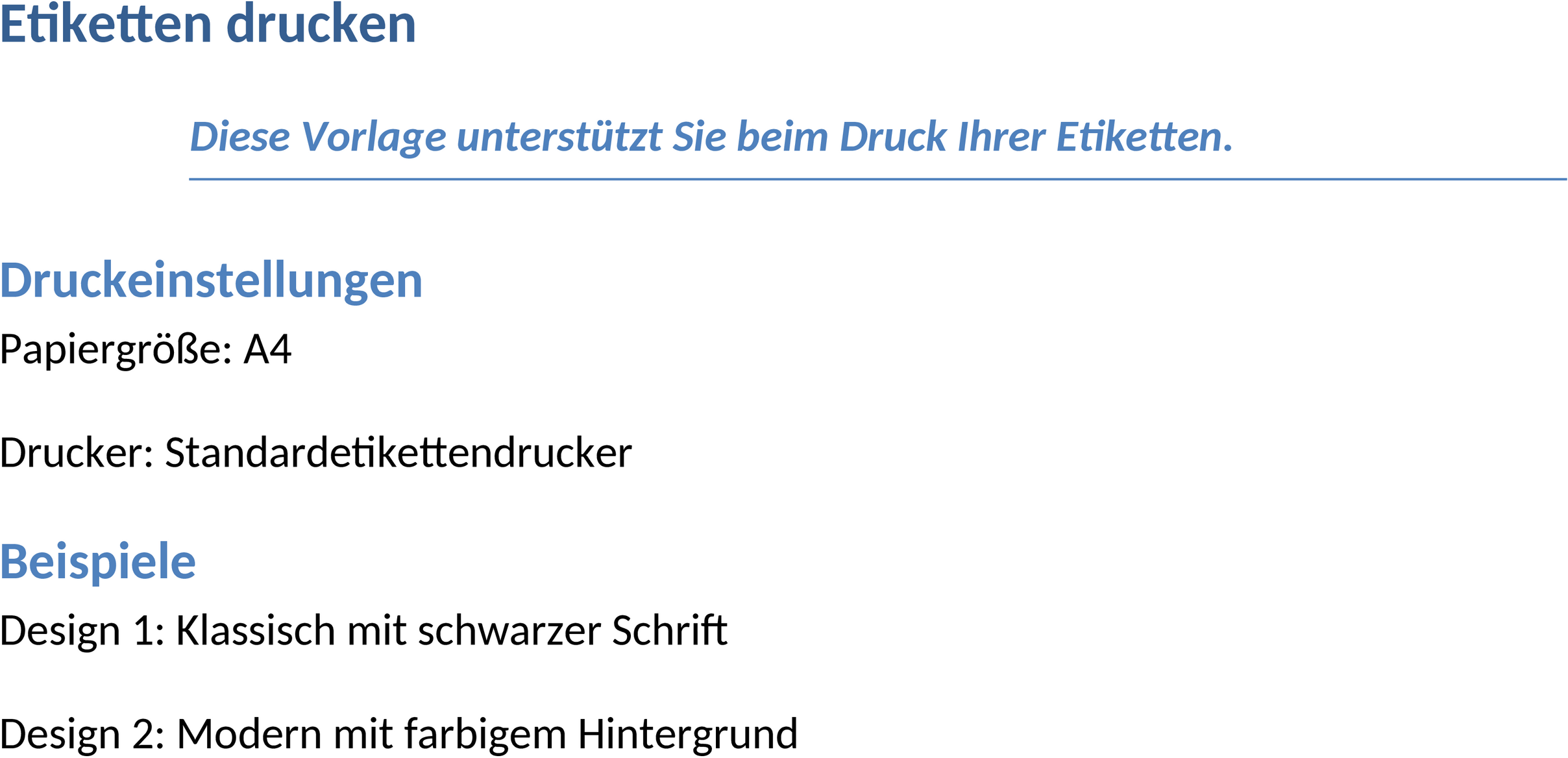 Etiketten Druckvorlage Word