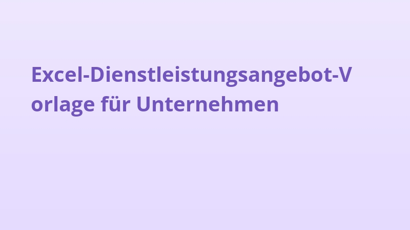 Excel-Dienstleistungsangebot-Vorlage für Unternehmen