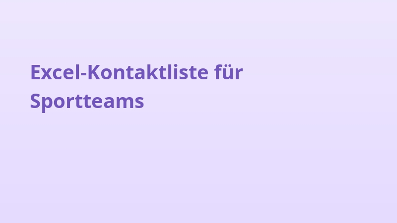 Excel-Kontaktliste für Sportteams
