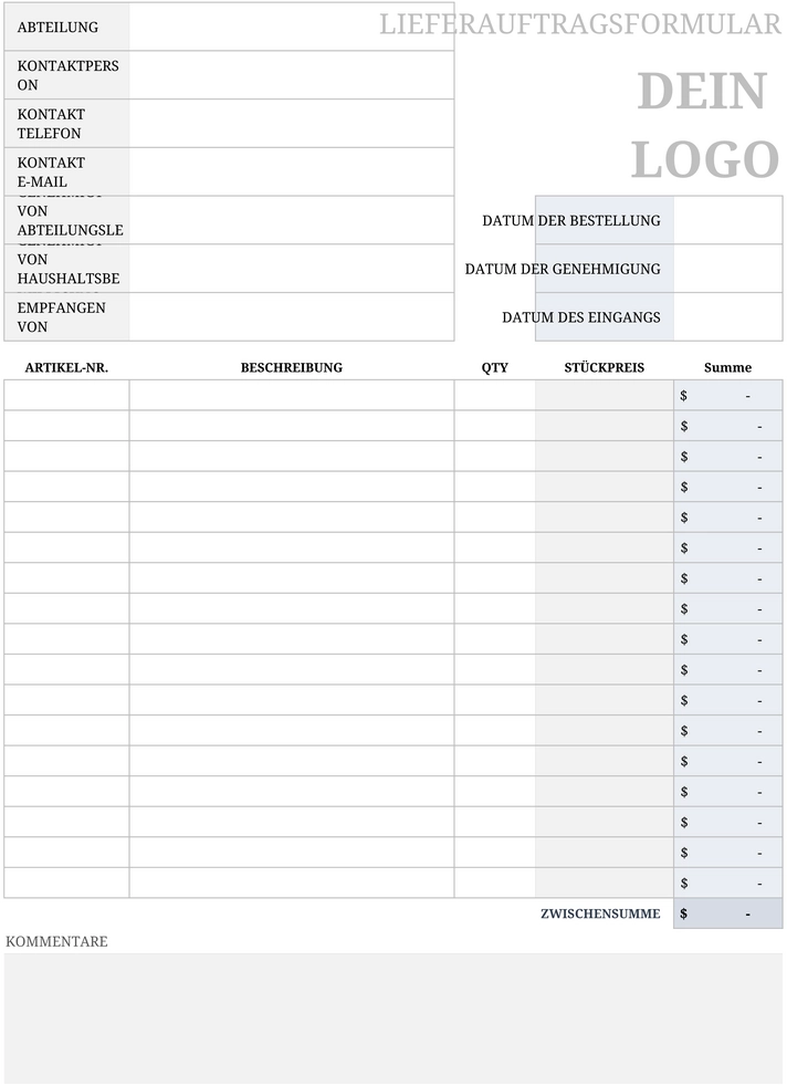 excel-lieferauftragsformular-fuer-effiziente-bestellungen