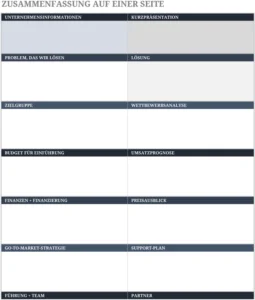excel-one-page-executive-summary-vorlage