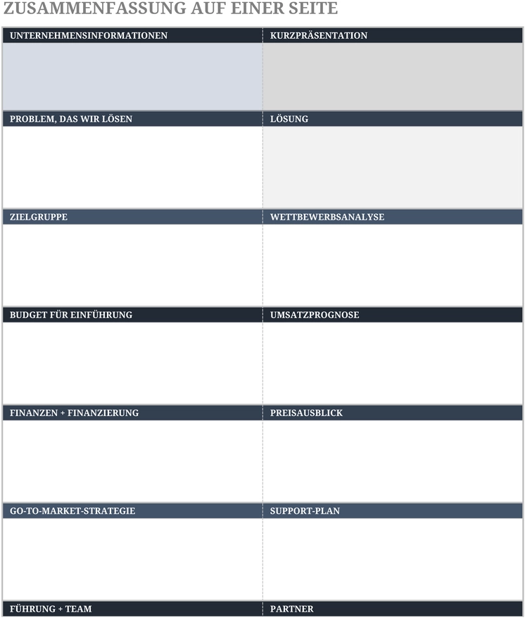 excel-one-page-executive-summary-vorlage