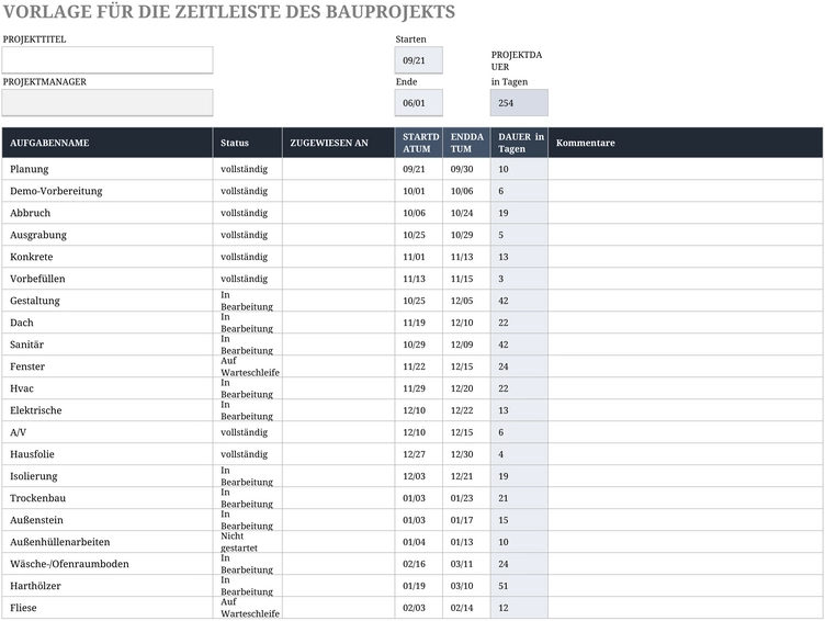 excel-vorlage-fuer-die-zeitliste-des-bauprojekts