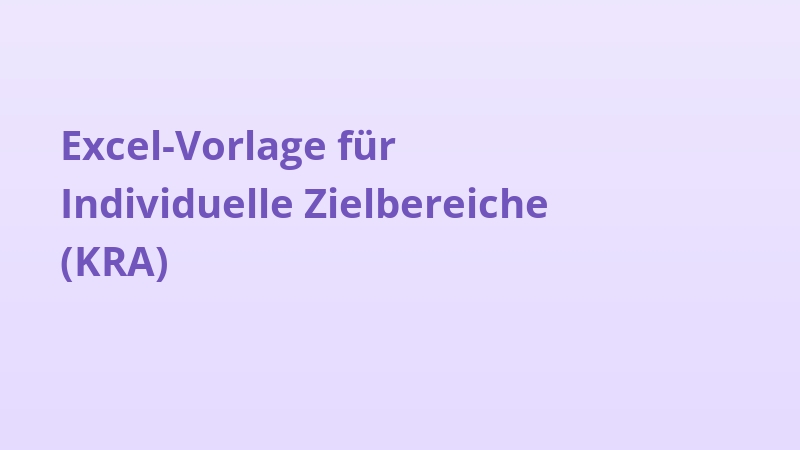 Excel-Vorlage für Individuelle Zielbereiche (KRA)