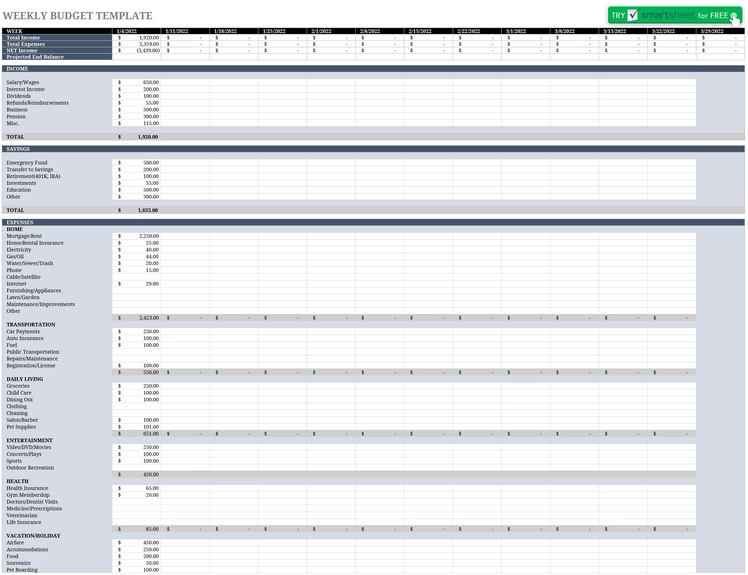 excel-vorlage-fuer-woechentliches-budget