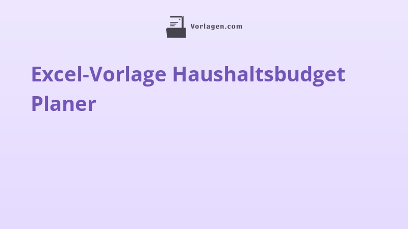 Excel-Vorlage Haushaltsbudget Planer