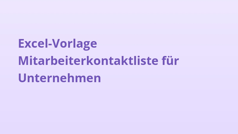 Excel-Vorlage Mitarbeiterkontaktliste für Unternehmen