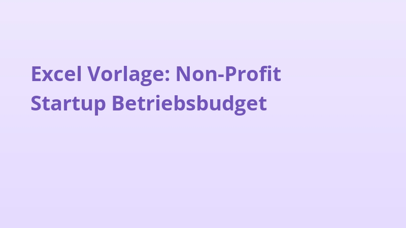 Excel Vorlage: Non-Profit Startup Betriebsbudget