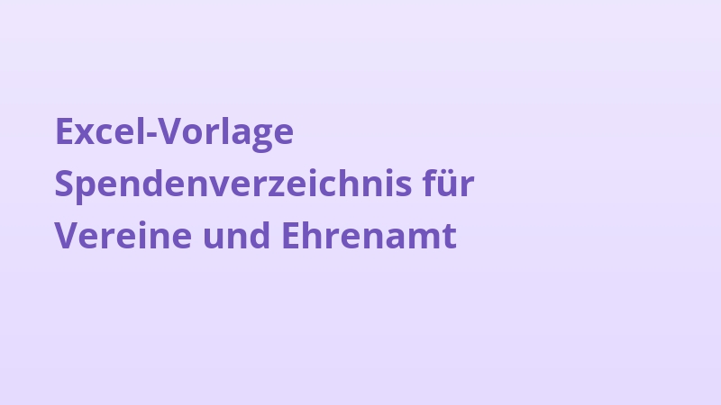 Excel-Vorlage Spendenverzeichnis für Vereine und Ehrenamt