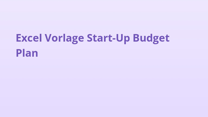 Excel Vorlage Start-Up Budget Plan