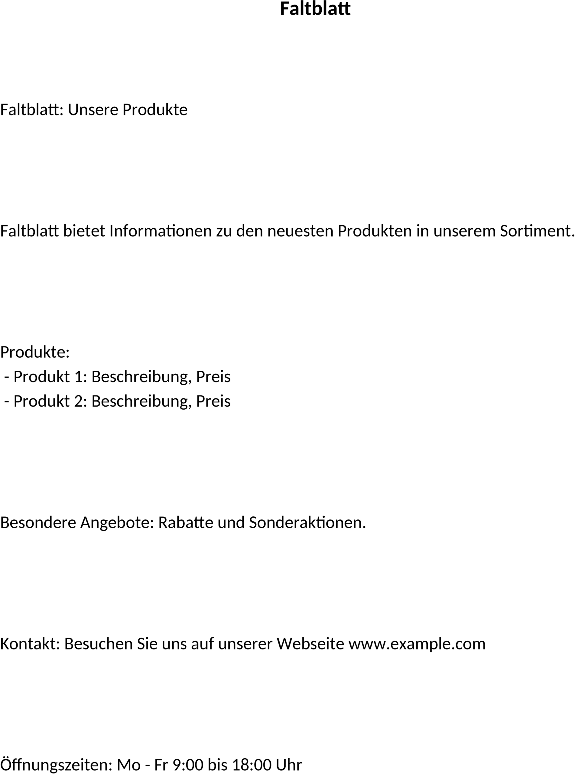 Faltblatt Word Template