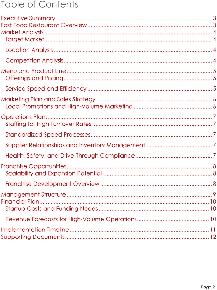fast-food-restaurant-business-plan-vorlage