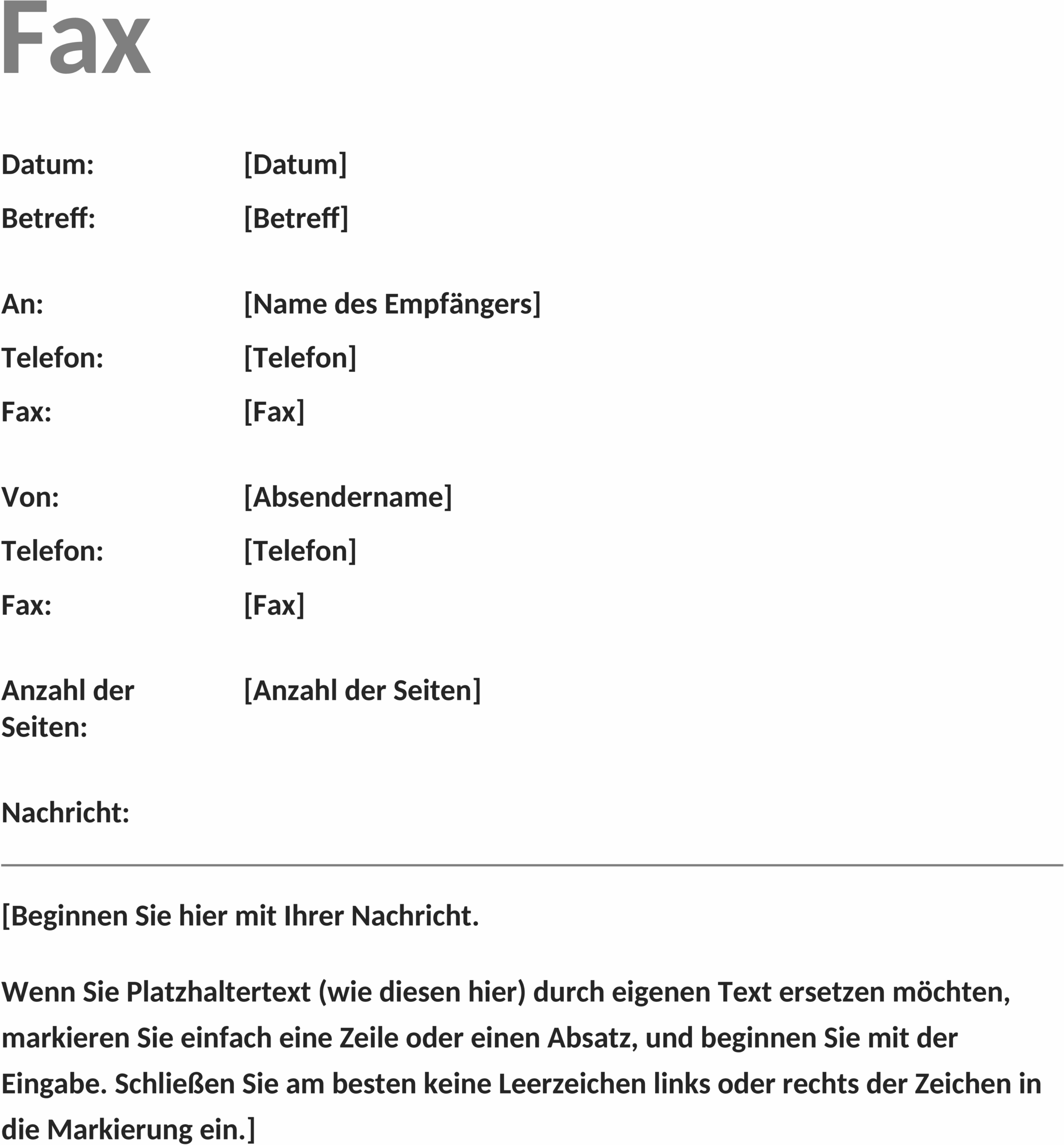 Faxdeckblatt als Word-Datei