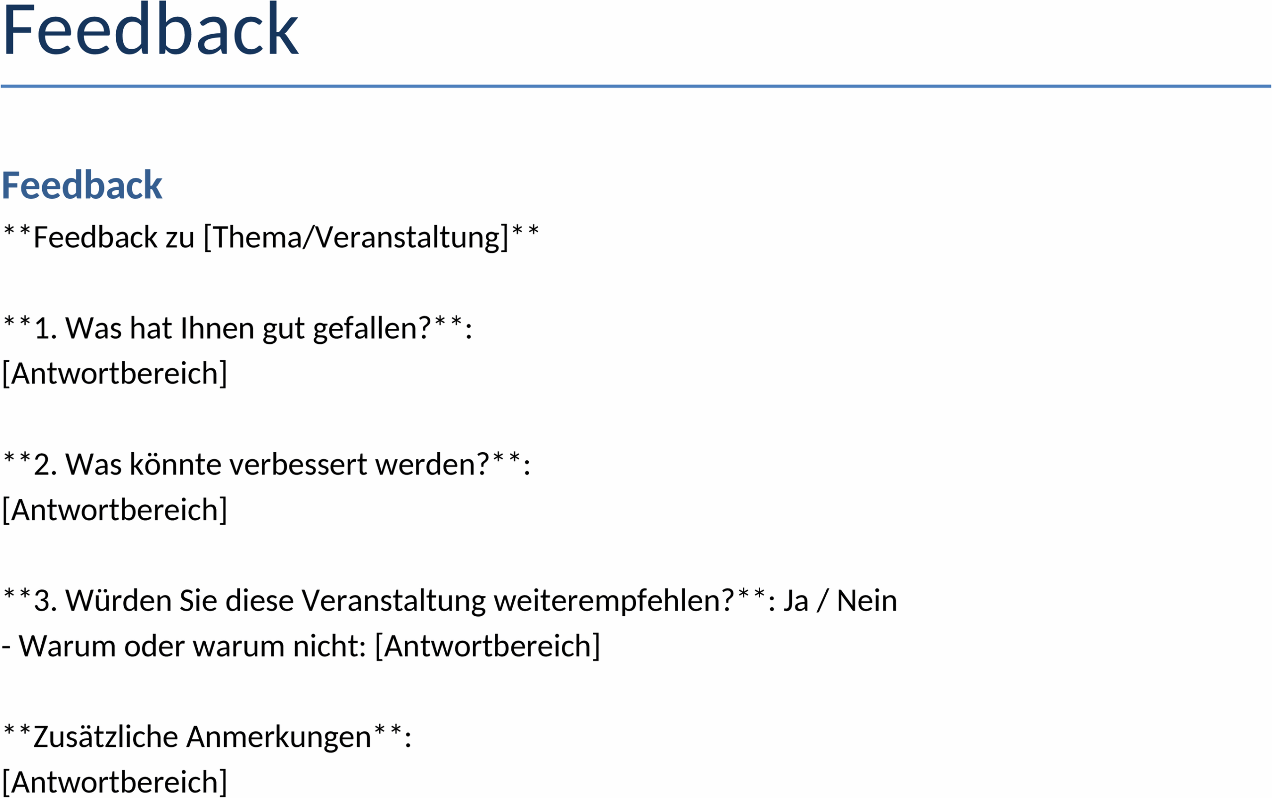 Feedback Word-Dokument für optimale Rückmeldung
