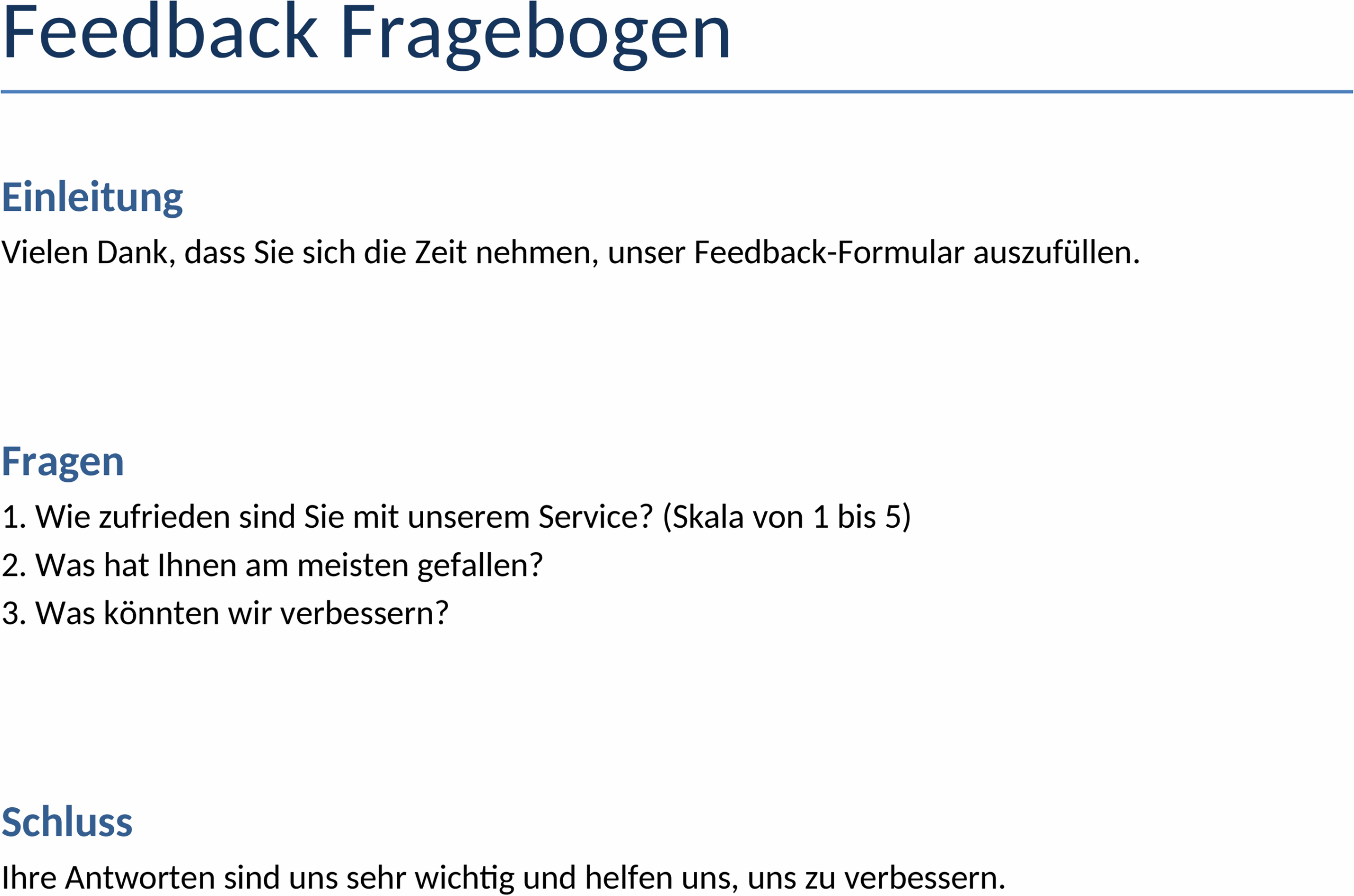 Feedback-Fragebogen im Word-Format