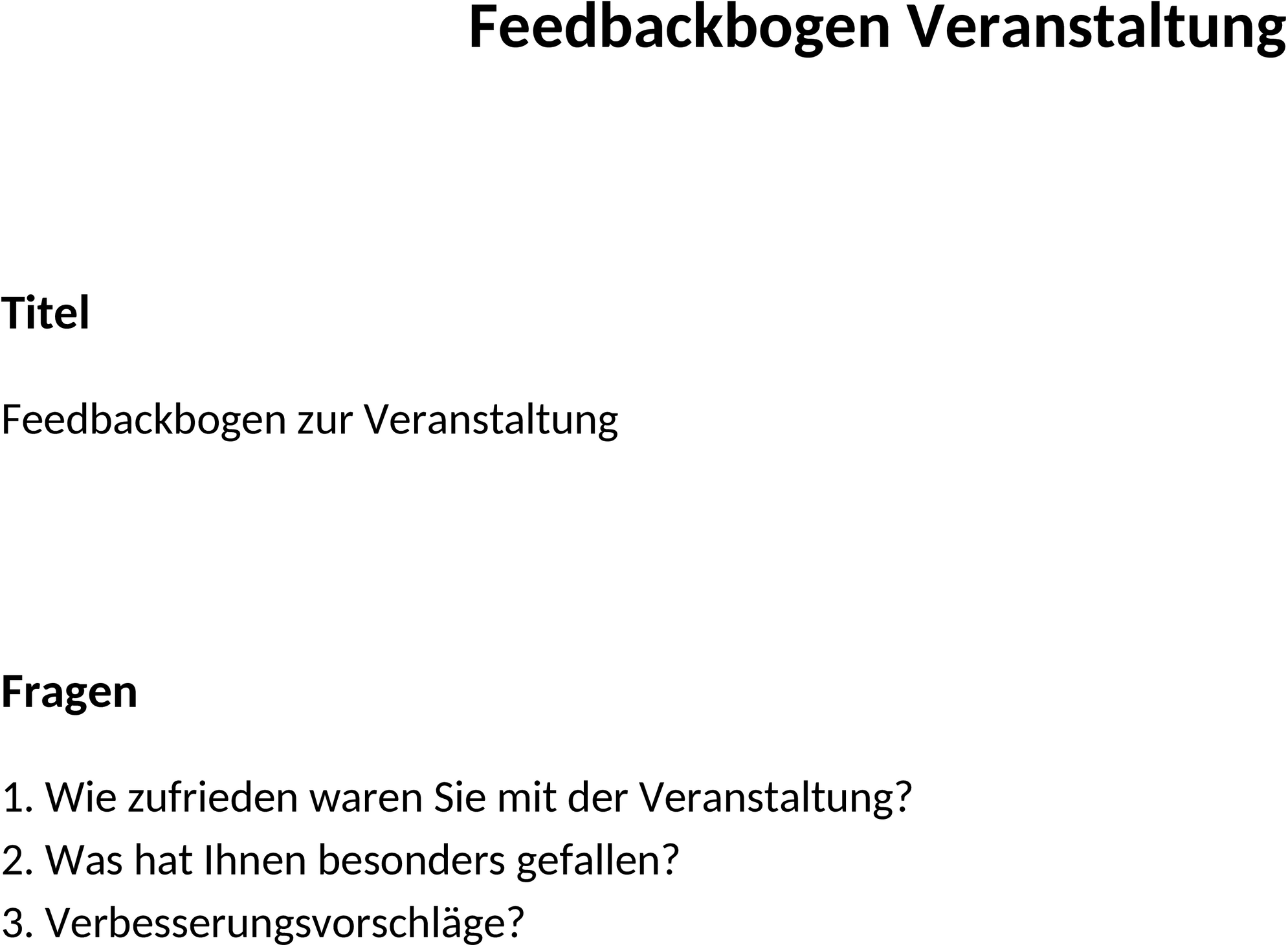 Feedbackbogen für Veranstaltung als Word-Datei