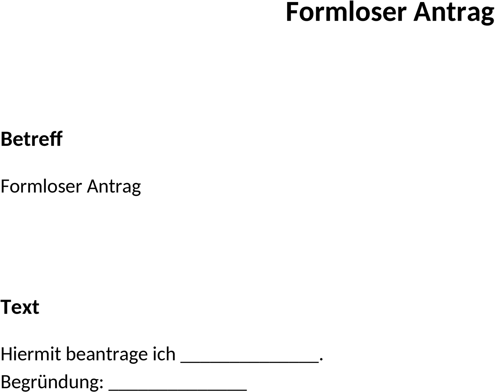 Formloser Antrag als Word-Vorlage