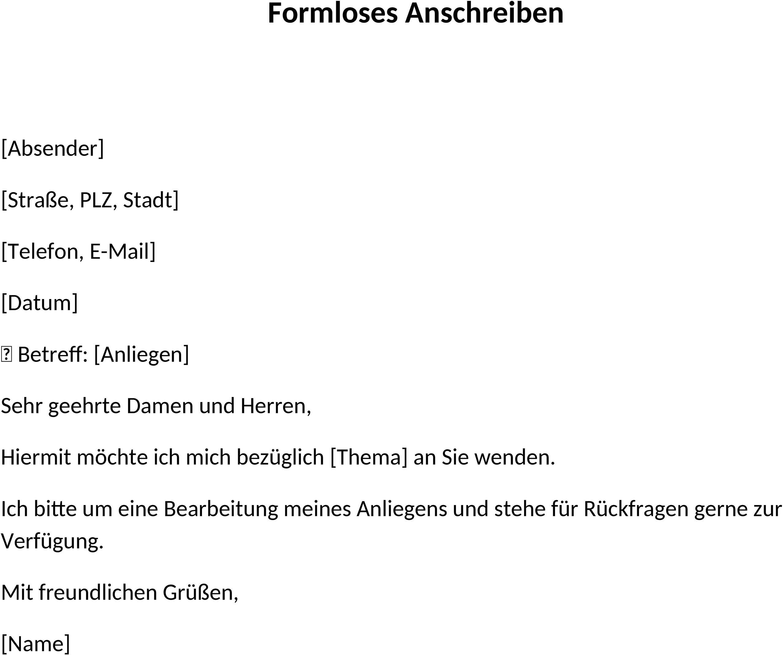 Formloses Anschreiben: Word-Dokument