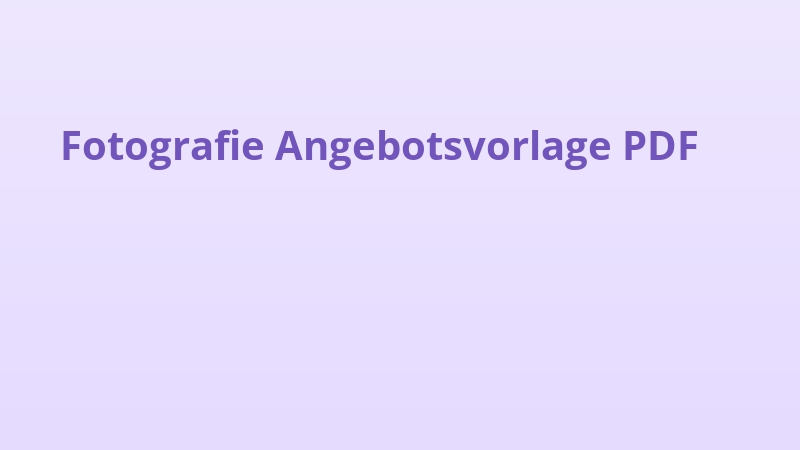 Fotografie Angebotsvorlage PDF