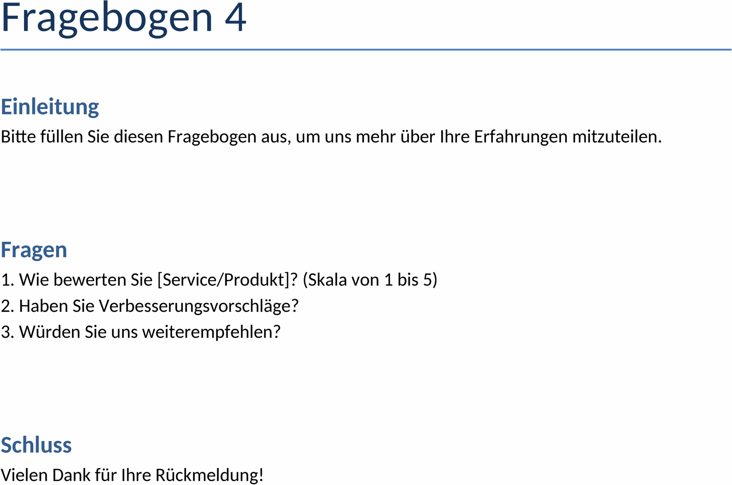 Fragebogen Word Vorlage