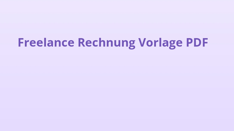 Freelance Rechnung Vorlage PDF