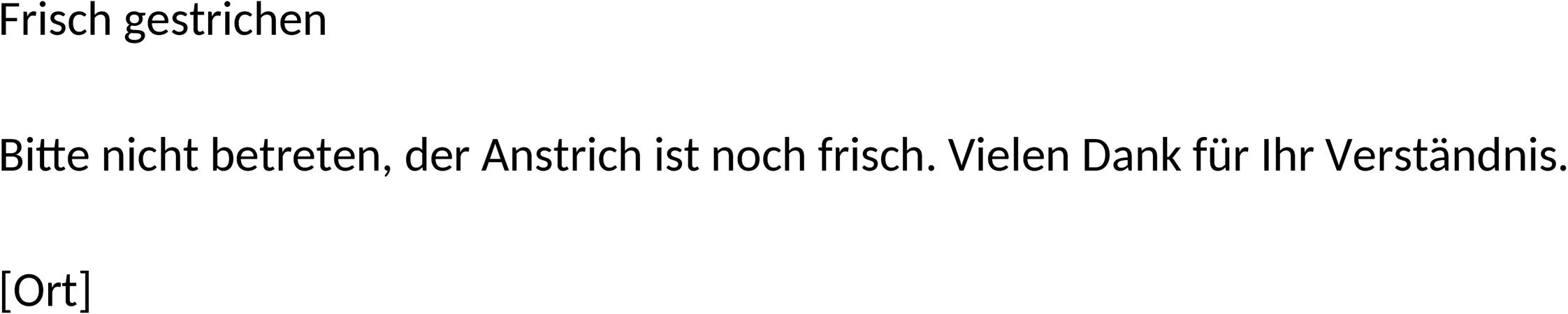 Frisch Gestrichen Schild Word-Vorlage