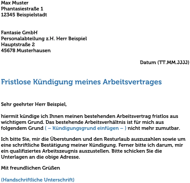 fristlose-kuendigung-arbeitnehmer-muster
