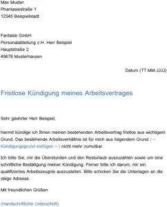 fristlose-kuendigung-arbeitsvertrag-vorlage-word