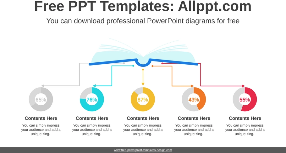 fuenf-doughnut-diagramme-presentation-vorlage