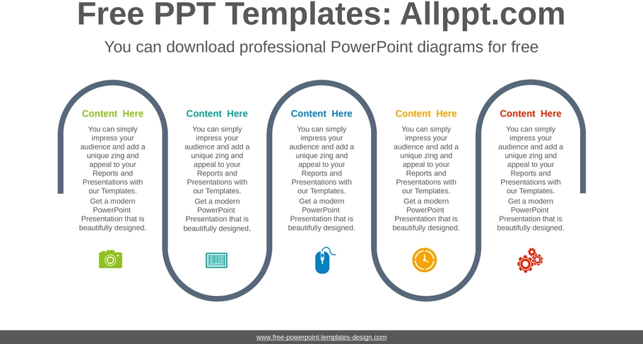 fuenf-flow-prozess-diagramm-powerpoint-vorlage