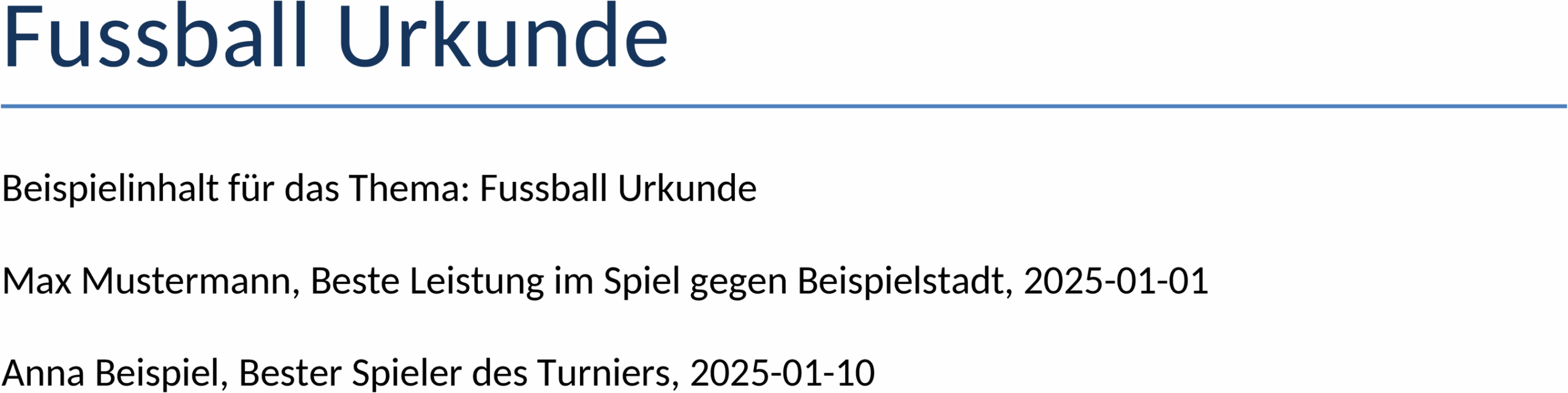 Word-Vorlage für Fußball-Urkunden