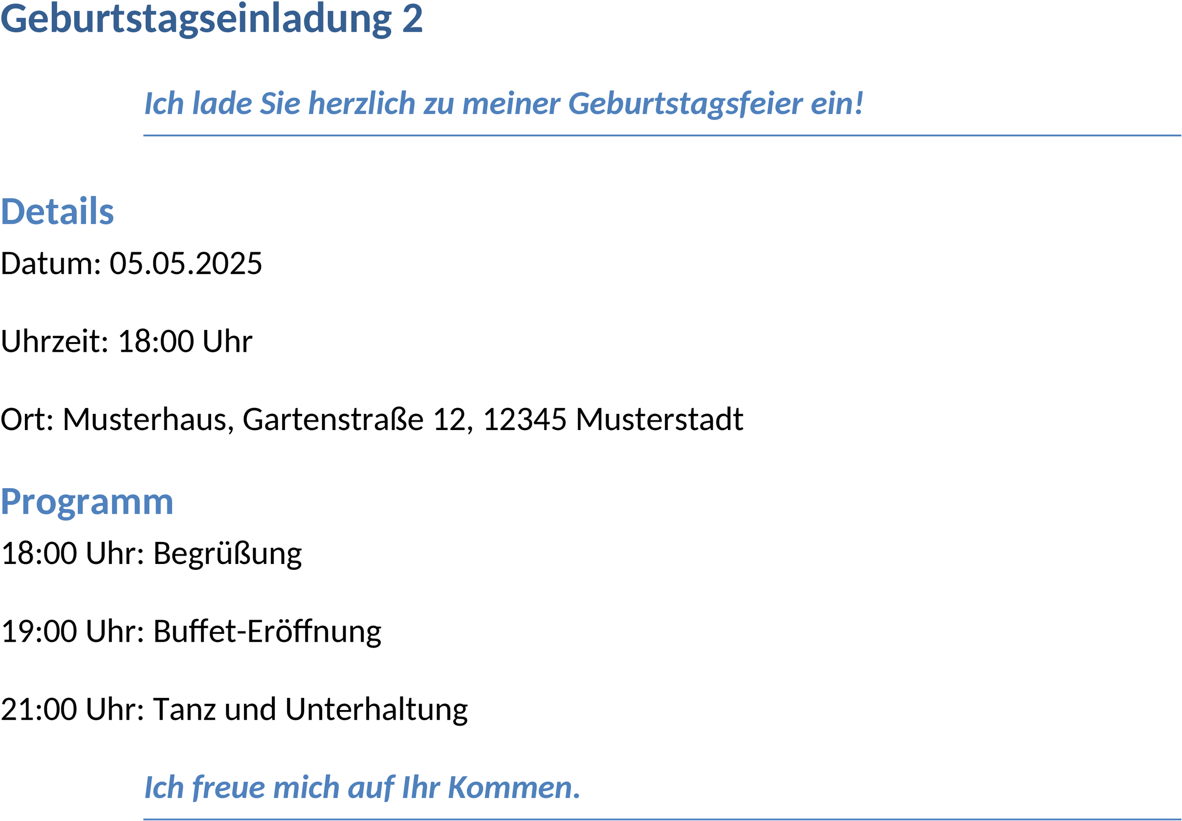 Geburtstagseinladung Word-Vorlage