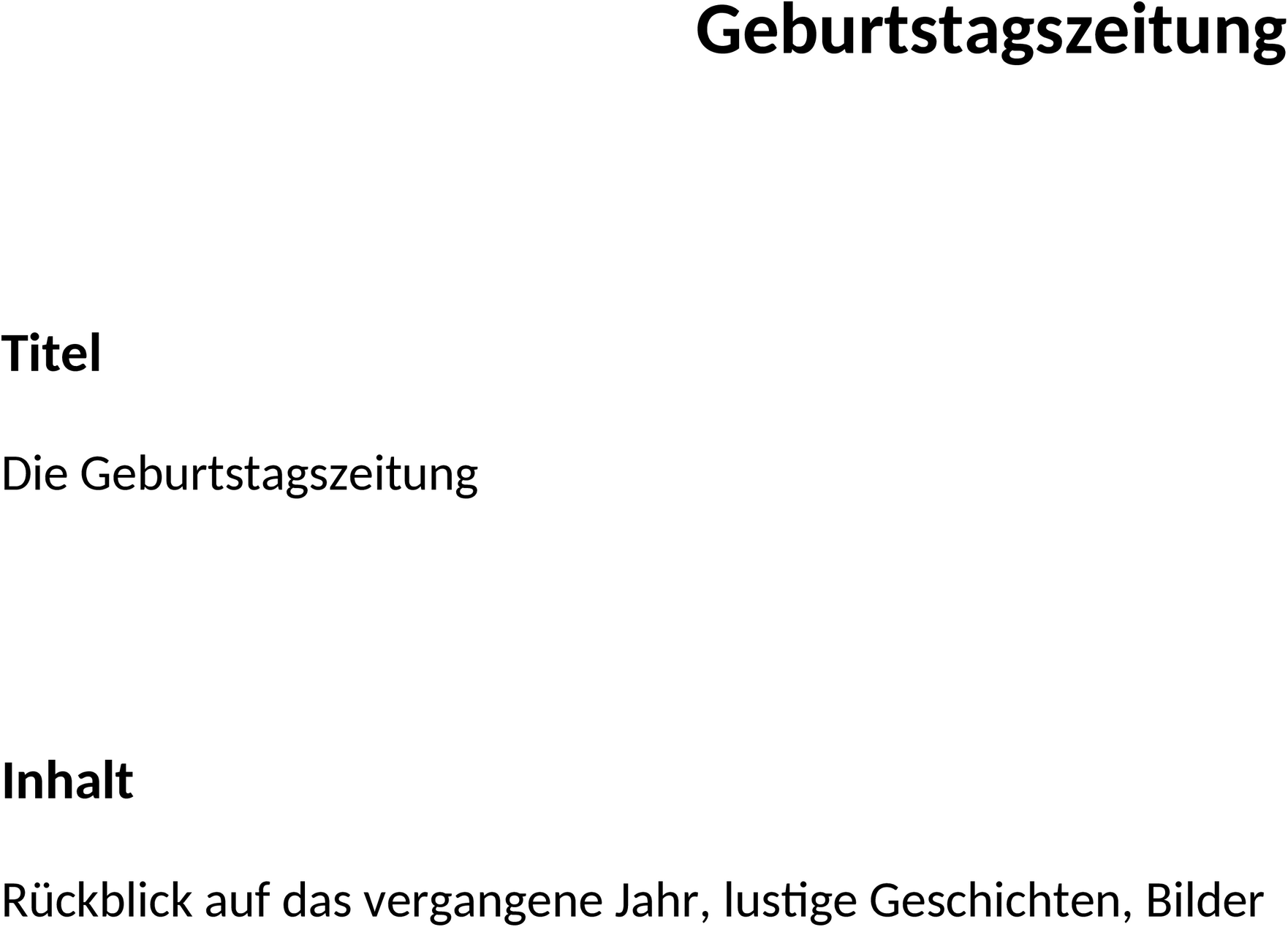 Geburtstagszeitung Word-Vorlage