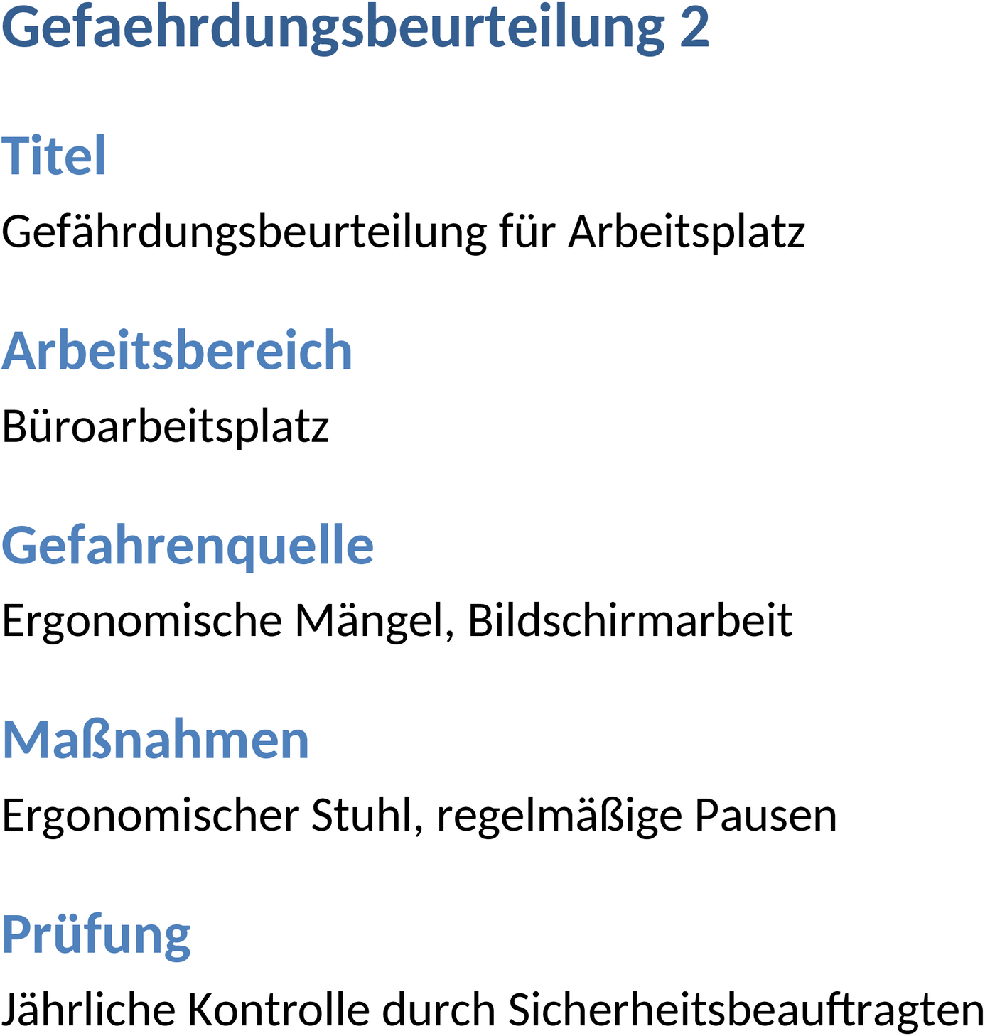 Gefährdungsbeurteilung Word-Vorlage