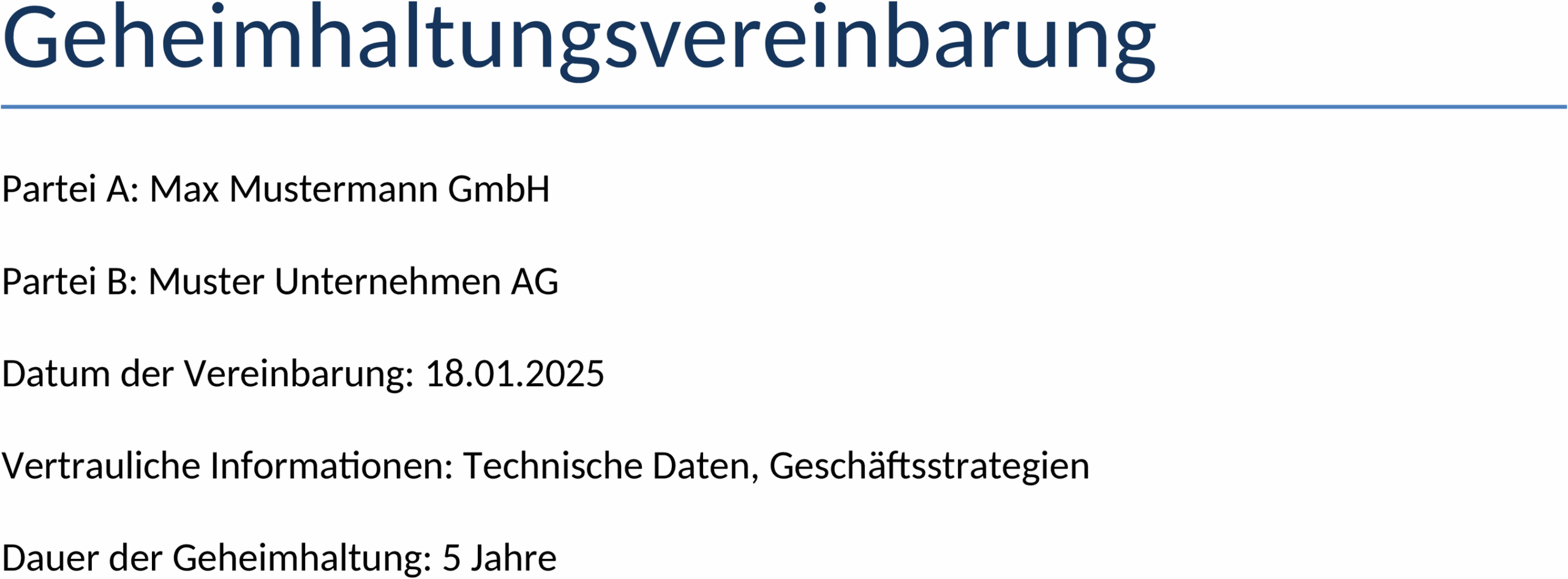 Geheimhaltungsvereinbarung als Word-Dokument