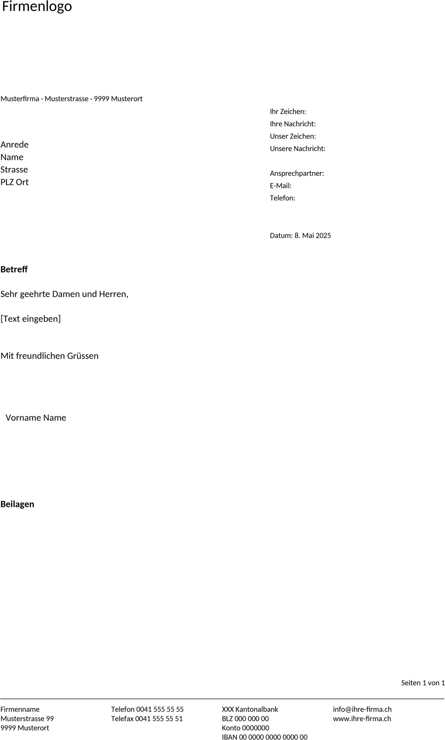 Geschäftsbrief-Vorlage im Word-Format