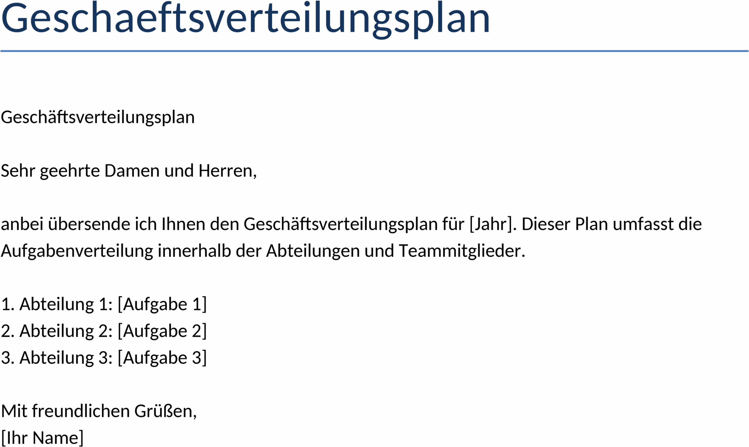 Geschäftsverteilungsplan als Word-Dokument