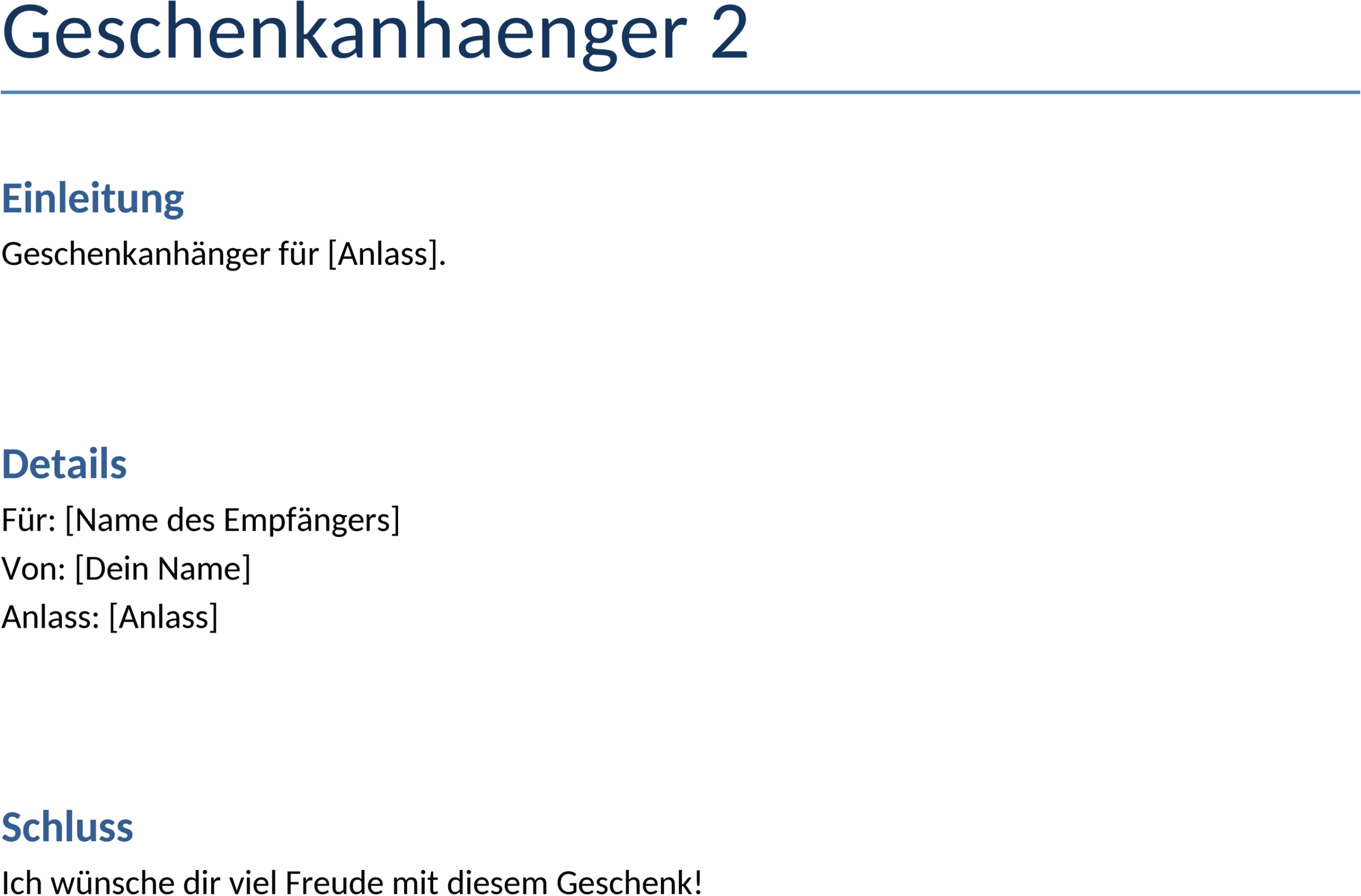 Geschenkanhänger Word Vorlage