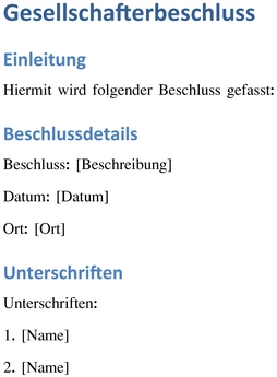 gesellschafterbeschluss-unternehmensorganisation-vorlage