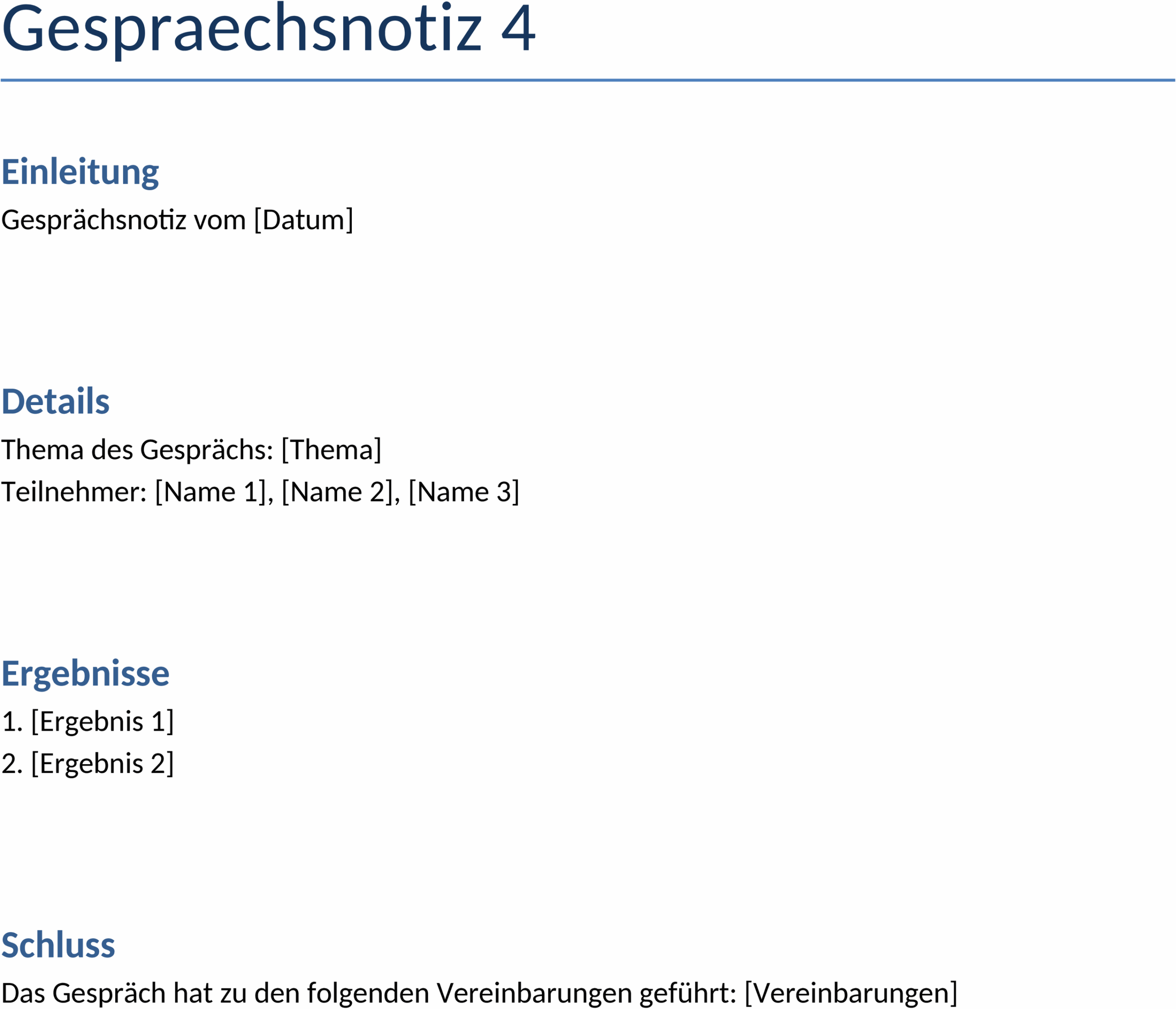Gesprächsnotiz Word-Vorlage