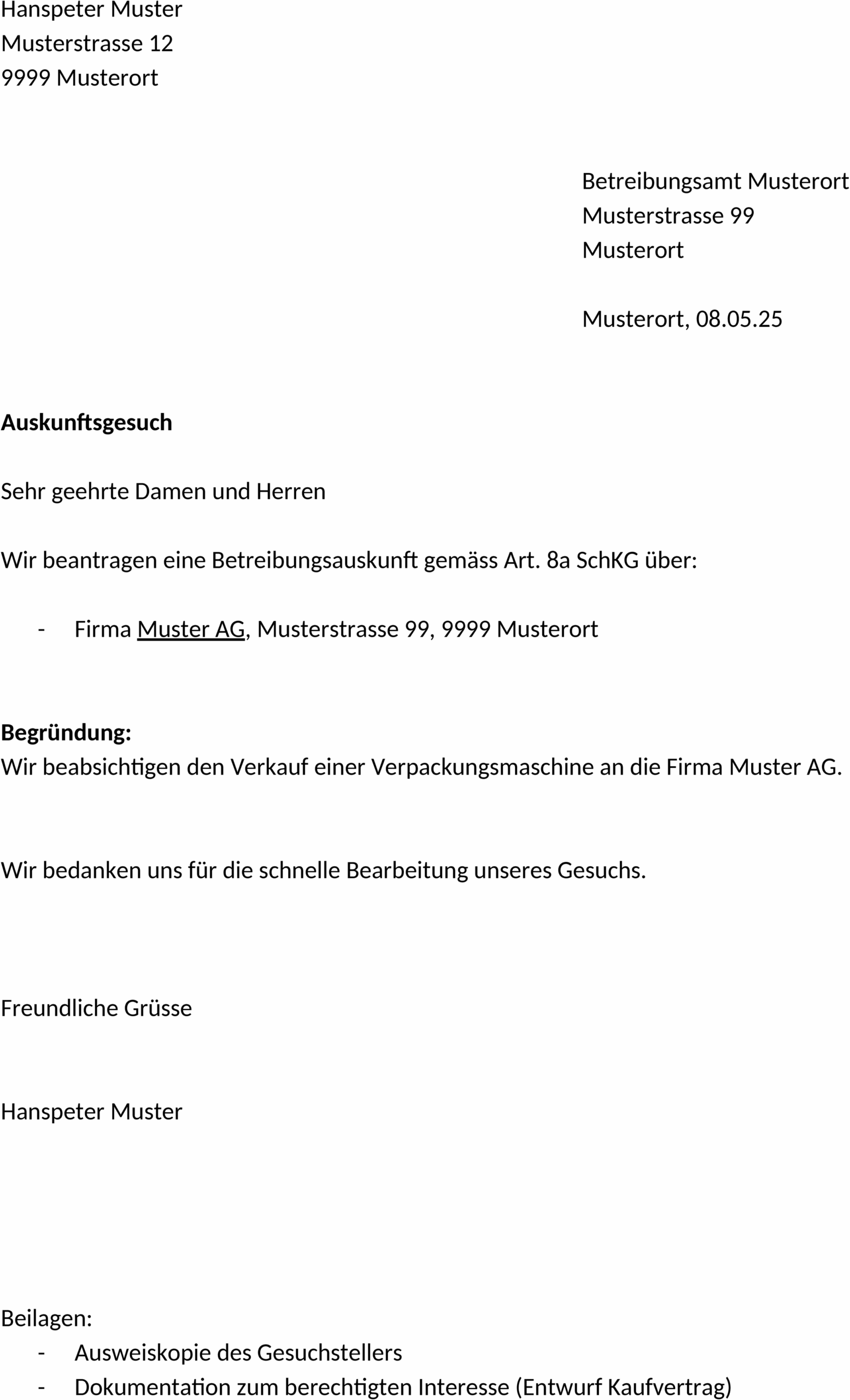 Gesuch um Auskunft über Dritte für Firmen - DOCX