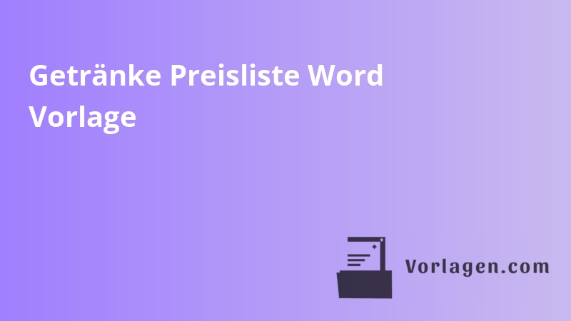 Getränke Preisliste Word Vorlage